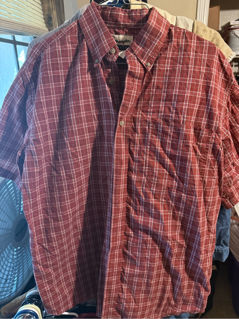 Wrangler Riata Red Plaid Short Sleeve Button-Down Shirt